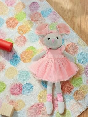Ballerina Mouse Plush, Pink and Grey